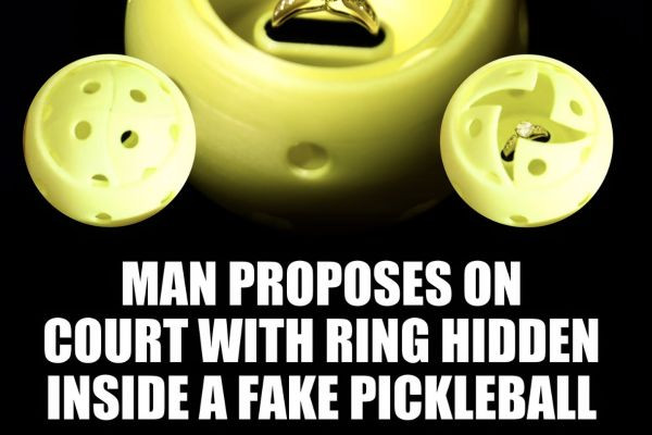 Man Proposes on court with ring hidden inside a fake pickleball